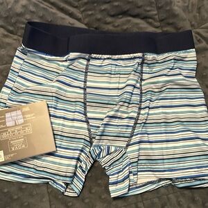 New Moisture Wicking Blue Stripe Boxer Briefs - Medium